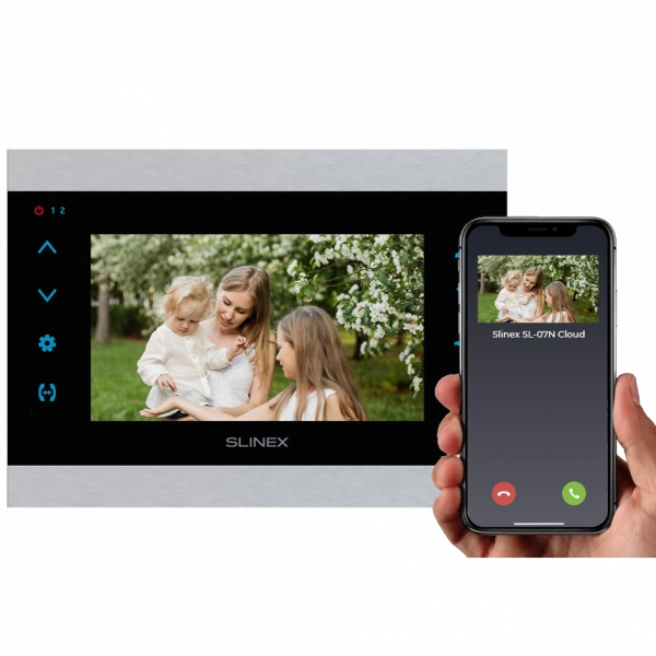 Wi-Fi відеодомофон Slinex SL-07N Cloud (silver/black), AHD, 7” сенсорний IPS екран, переадресація на тел Smart Call, 230×165×22 мм