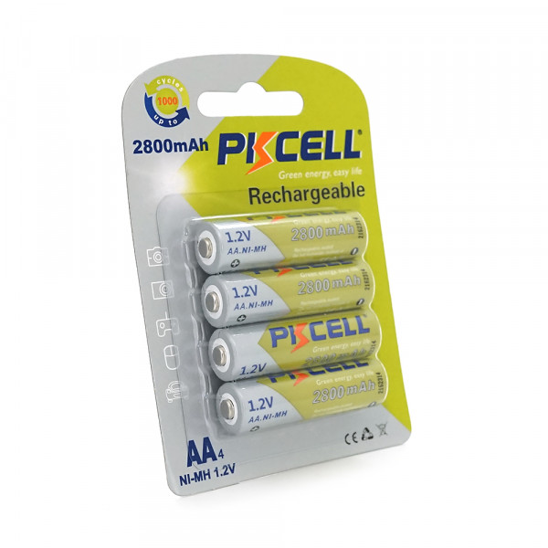 Акумулятор PKCELL 1.2V AA 2800mAh NiMH Rechargeable Battery, 4 штуки у блістері ціна за блістер, Q12