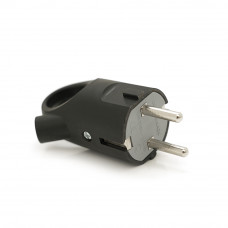 Вилка із заземленням кутова з кільцем, 16A 250V, A112B, Black, Q35