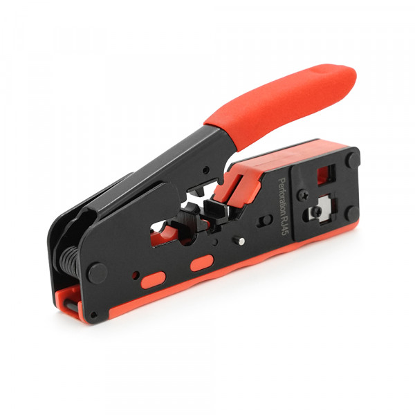 Інструмент HT-718 для обтискання, RJ-45 (8P8C) та RJ-12 (6P6C), 6P/8P + обрізка наскрізних конекторів зачищення зовнішньої ізоляції кабелю