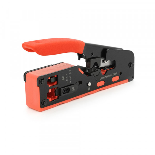 Інструмент HT-718 для обтискання, RJ-45 (8P8C) та RJ-12 (6P6C), 6P/8P + обрізка наскрізних конекторів зачищення зовнішньої ізоляції кабелю