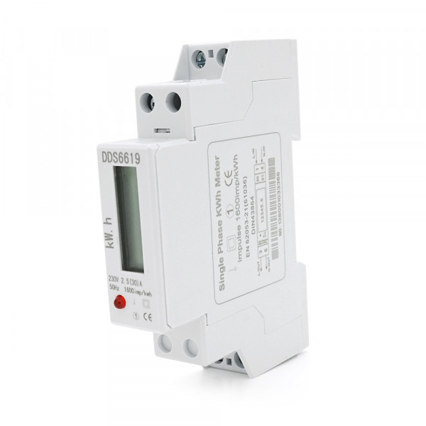 Однофазний електронний лічильник на DIN-рейку 1P, 220V, 30A, 18x65x90mm