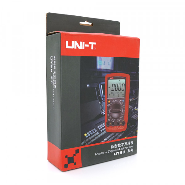 Мультиметр UNI-T UT58A Вимірювання: V (AC/DC), A (AC/DC), Ω, F. Функції: Data Hold, продзвонювання, тест діодів, тест транзисторів, режим сну.