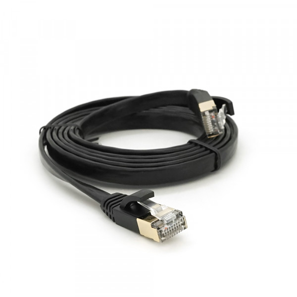 Патч-корд литий плоский WEEPDA, UTP, RJ45, Cat.7, 1.5m, Cu, чорний