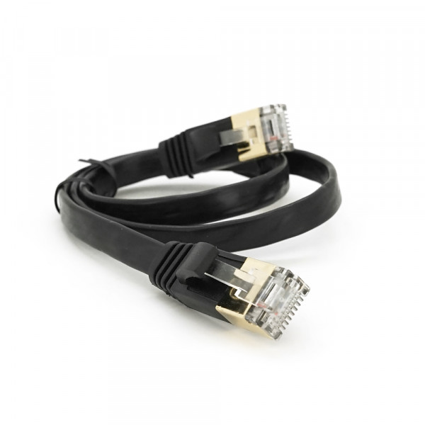 Патч-корд литий плоский WEEPDA, UTP, RJ45, Cat.7, 0.5m, Cu, чорний