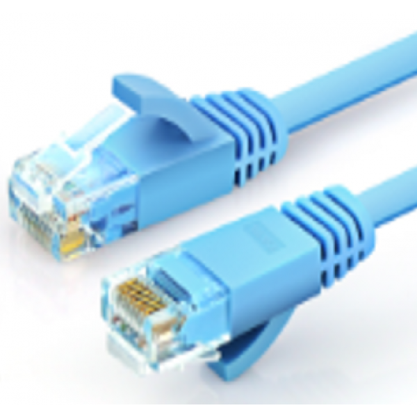 Патч-корд литой плоский WEEPDA, UTP, RJ45, Cat.6, 1m, синий