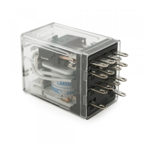 Реле електромагнітне CHINT JZX-22F(D)/4Z, DC24V, контактна група 4CO+4NO, (0,9~1,2) Вт, номінальний ток 3А, катушка 640×(1±10%)Ом, 27,5*21,5*35,5мм