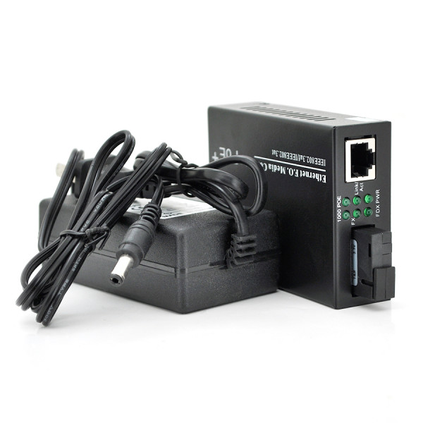 Медіаконвертер POE, FT-1G1EPS-20, SC 20km, Fast Ethernet 10/100/1000 Мбит/с, + блок живлення 48В, 2,5А (0 +70 ° C),  + перехідник, Q60