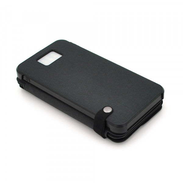 Power bank 12000 mAh Solar, (5V / 200mA), 2xUSB, 5V / 1A / 2.1A, USB <-> microUSB, ударо захищений прогумований корпус, Black, Corton BOX