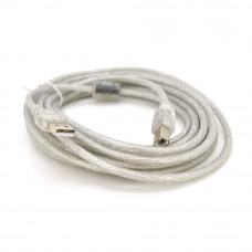 Кабель USB 2.0 AM/BM, 5.0m, 1 ферит, білий