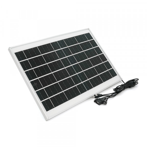 Сонячна панель 12W. Напруга 6В. Струм 2А. Вихід USB-A, mini-USB, micro-USB, DC 5.5×2.5 мм, DC 2.5×0.7 мм. 355×247×15 мм. 620 р.