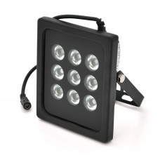 ІЧ-прожектор GY-IR90009. 12V, 9W, 9LED, IP66, 850Нм, кут огляду 90 °, дальність до 100м.
