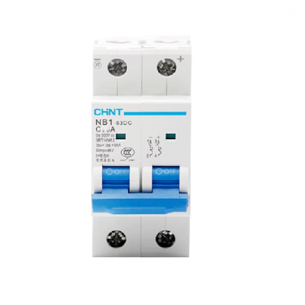 Автоматичний вимикач постійного струму CHNT NB1-63DC 2P C20 DC500V, 20A, 6kA, DIN, 86*36*49.5mm