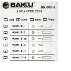 Жало для паяльника BAKKU BK-900M-T-B,silver, 4*6,3mm, мідь, гальванічне покриття, висока теплопровідність, швидке нагрівання, широкий конус