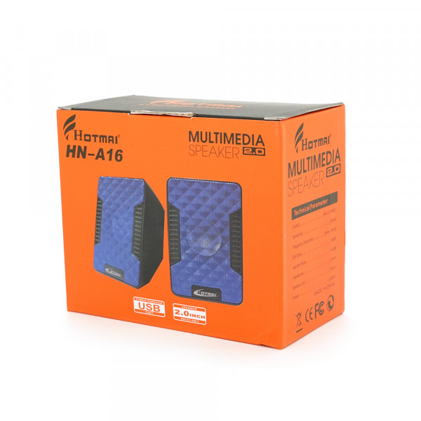 Колонки 2.0 Hotmai A16 USB+3.5mm, 2x3W, 20Hz-18KHz, з регулятором гучності, Black, BOX, Q24