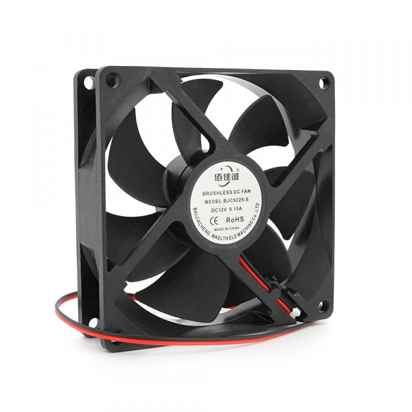 Кулер корпусний BRUSHLESS, 92x92x25mm, 12V/0.15A, 2-pin, Black, OEM