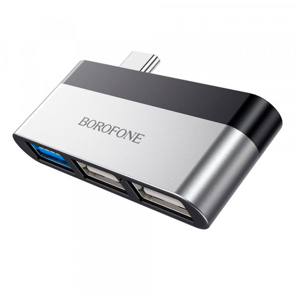 Перехідник BOROFONE DH1 Type-C(Male) - USB3.0+2*USB2.0, Black, Box