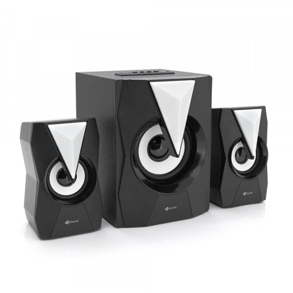 Колонки Kisonli TM-4000U, 5W+2x3W, USB/TF/BT/FM/AUX/LED light, із сабвуфером, DC: 5V, Black, BOX, Q8