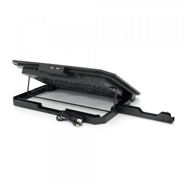 Підставка під ноутбук XSTRIKE XS-11, 10-17", 2*140mm 1300±10% RPM, корпус пластик+алюміній, 2xUSB 2.0, 371x266x30mm, RGB, Box Q20