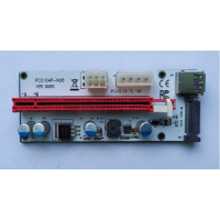 Плата PCE164P-N09 (V008S-Plus) Riser PCI-EX, x1=>x16, USB 3.0, DC12V(Molex&PCI-E/6pin), SATA/15pin, конденсатори 270, VER008S,Пакет