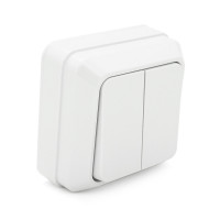 Вимикач подвійний зовнішнього монтажу, White, Q10