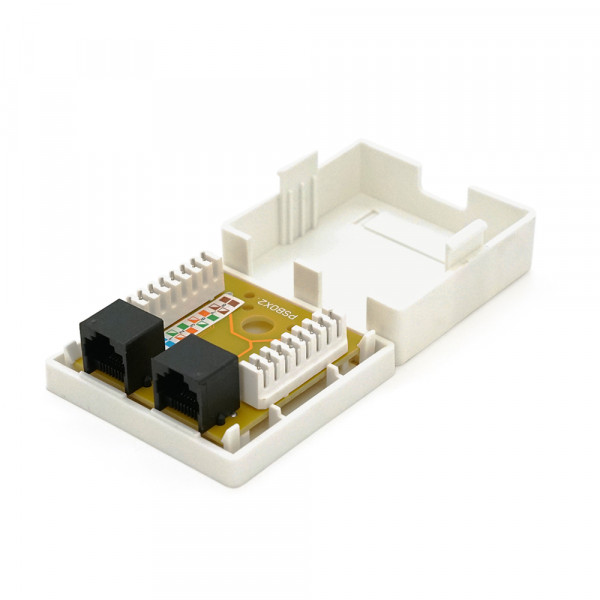 Розетка RITAR UTP 8P8C RJ45 2 порт Cat-6, накладна біла Q400