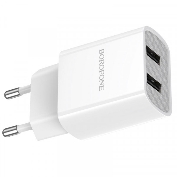 Набір BOROFONE BA53A СЗУ 2xUSB+ кабель Type-C, 2.1A, 1м, White, Blister-box