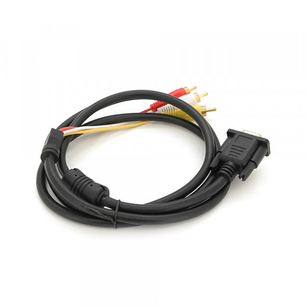 Кабель VGA (тато)-3RCA (тато) 1.5m, Black/Red, без обплетення, ОЕМ