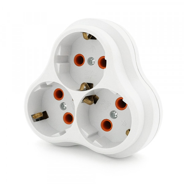Розетка трійник з заземленням AK303, White, Q10