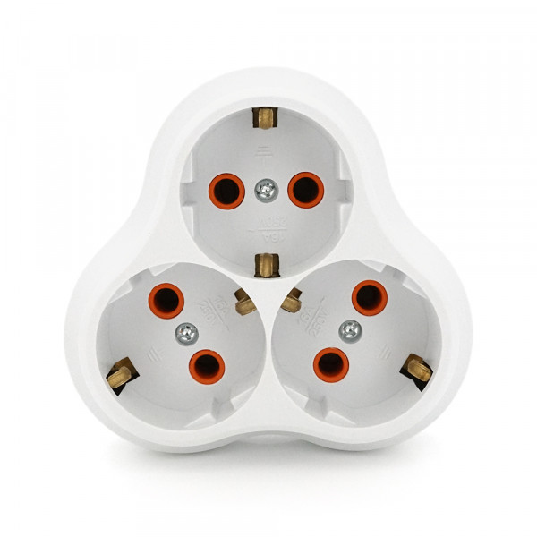Розетка трійник з заземленням AK303, White, Q10