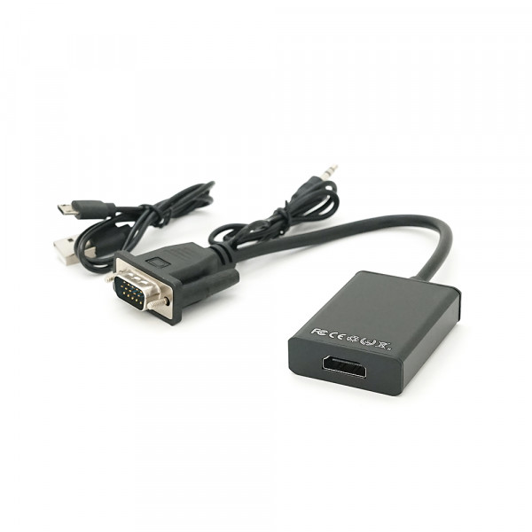 Конвертер VGA to HDTV Adapter + Audio, Black, Full HD 1080P, Blister