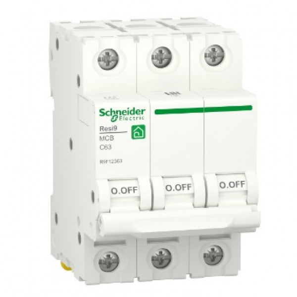 Автоматичний вимикач змінного струму  Schneider RESI9 63А, 3P, крива C, 6кА