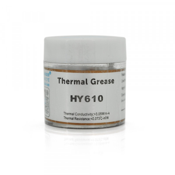 Паста термопровідна HY-610 10g, банку, Gold,> 3,05W / m-K, <0.073 ° C-in² / W, -30 ° ≈280 °, В'язкість -1K cPs, OEM Q38
