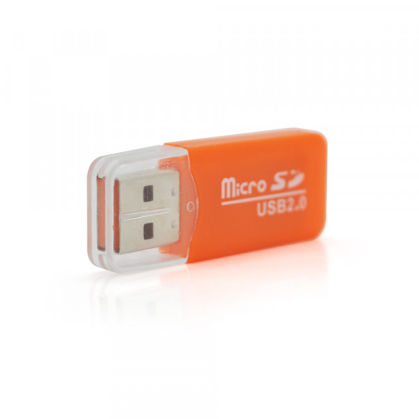 Кардридер універсальний MERLION CRD-1OR TF/Micro SD, USB2.0, Orange, OEM Q50