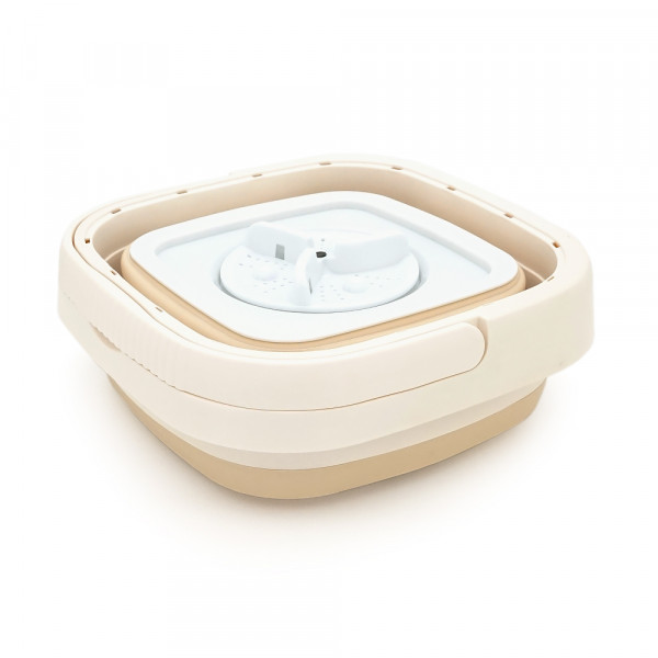Пральна машина H576 MINI B, складана, 9л, 12В, 25Вт, 1.2кг, LED-індикатор, електронне керування, 29,5*29,5(14.5)мм, пластик, бежевий