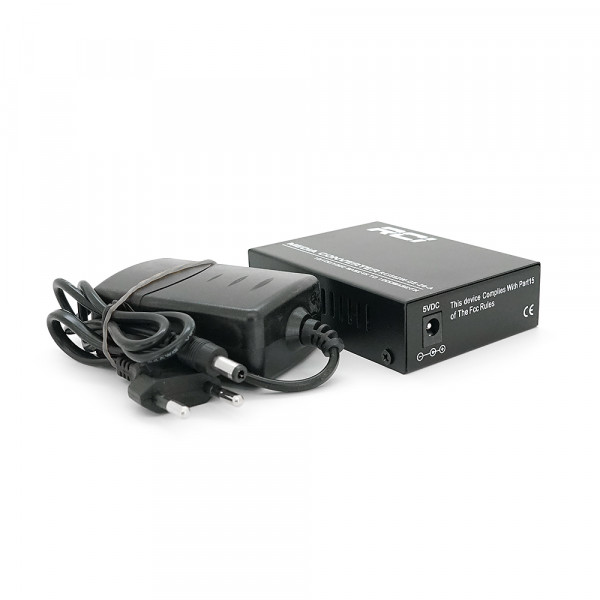 Медіаконвертер RCI A (IC+113), 1310 WDM 10/100/1000 одноволоконний Full/Half duplex, Gigabit SC 20km (0+70°C), + блок живлення 5V 1A Q50