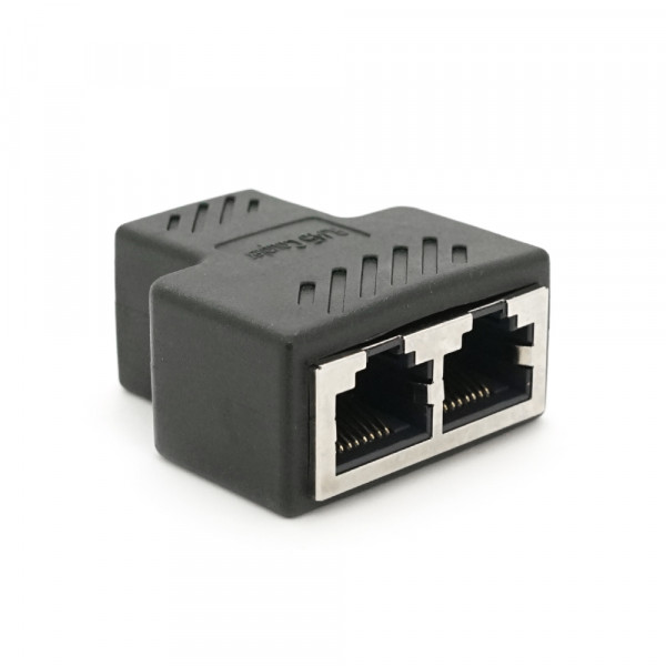 Розгалужувач RJ45 8P8C мама / 2 Х мама RJ45 для розгалуження кабелю, екранований, чорний, Q100