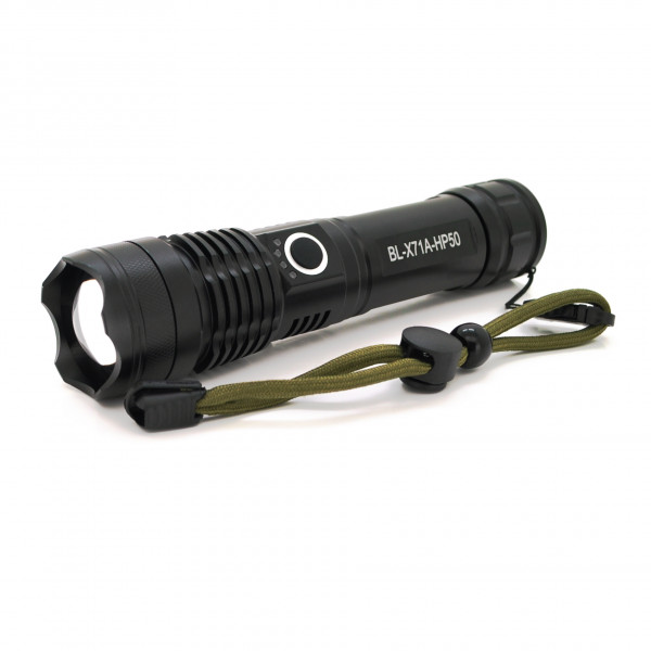 Ліхтарик Balog BL-X71-P90, Zoom, 3 режими, алюміній, компас, акум 18650, USB кабель, BOX