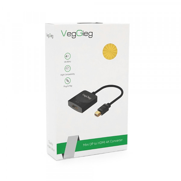 Конвертер VEGGIEG V-Z616 MiniDisplay Port (тато) на HDMI (мама), 25cm, Black, Box