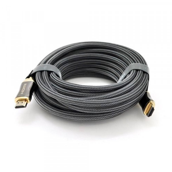 Кабель VEGGIEG HX-10 HDMI-HDMI 2K * 4K, 10.0m, v2,0, OD-8.0mm, круглий, обплетення, Black, коннектор Black-Gold, Box