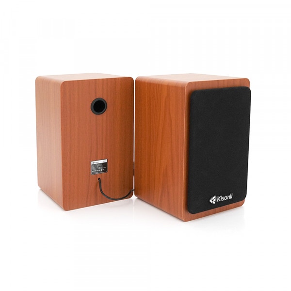 Колонки Kisonli X23BT, 2x5W, USB/AUX/BT, DC: 5V/1-2A, Wooden, BOX, Q12
