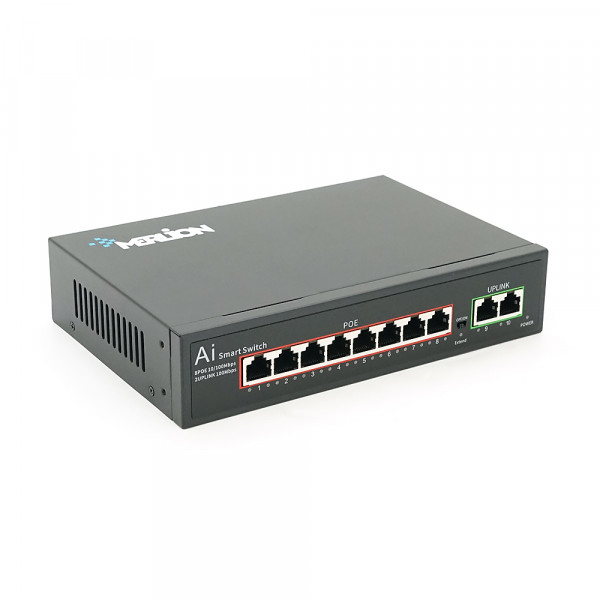 POE комутатор Merlion 8 POE 10/100 + 2 RJ45 10/100 + вбудований блок живлення 52V 1.8A