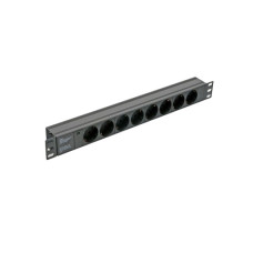 Блок Kingda 19" на 8 троянд. нім. станд., 10А, з індикат., без шнура, чорний, 1U