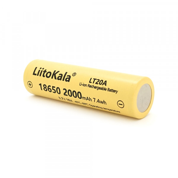Акумулятор 18650 Li-Ion LiitoKala Lii-LT20A, 2000mah (1900-2000mah), 3.7V (2.75-4.2V), Yellow