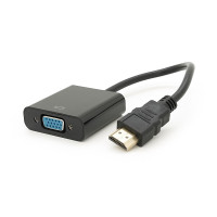 Конвертер HDMI (тато) на VGA (мама) 10cm, Black, 4K / 2K, Пакет Q250