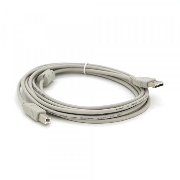 Кабель USB 2.0 AM/BM, 3.0m, 1 ферит, білий