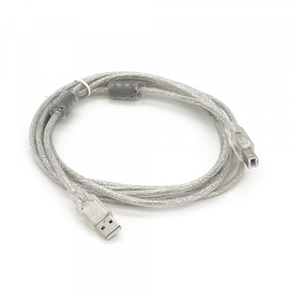 Кабель USB 2.0 AM/BM, 3.0m, 2 ферити, прозорий