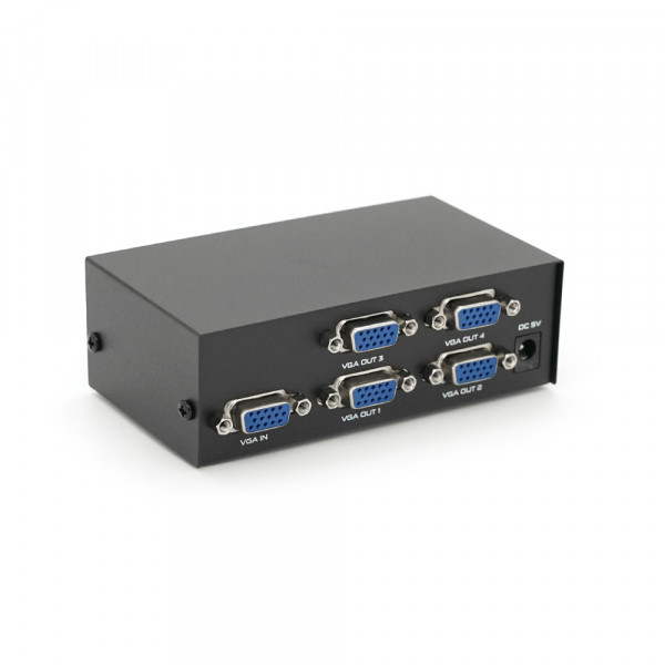 Активний спліттер VGA сигналу KV-FJ1504A  (VGA2004) 150MHz 4 Port, DC5V / 2A, Black