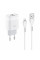 Набір СЗУ 110-240V HOCO C73A+ кабель Lighting, 2xUSB, 2.4A, кабель 1м, White, Blister