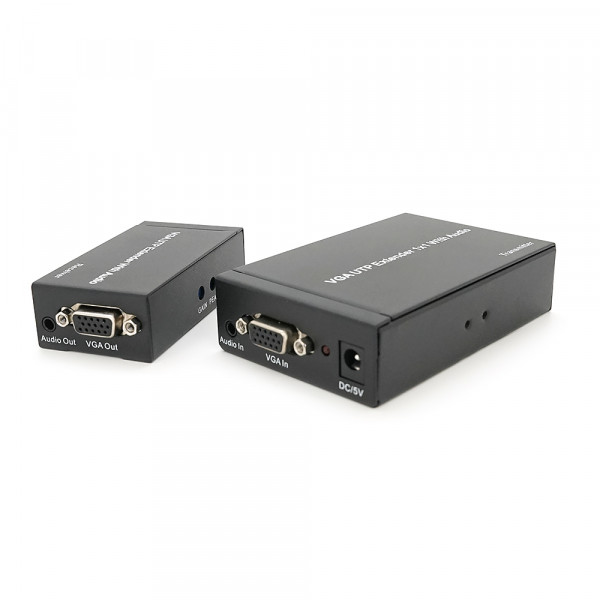 Активний подовжувач VGA сигналу до 300m по витій парі Cat5e / 6e, 1080P, Black, BOX